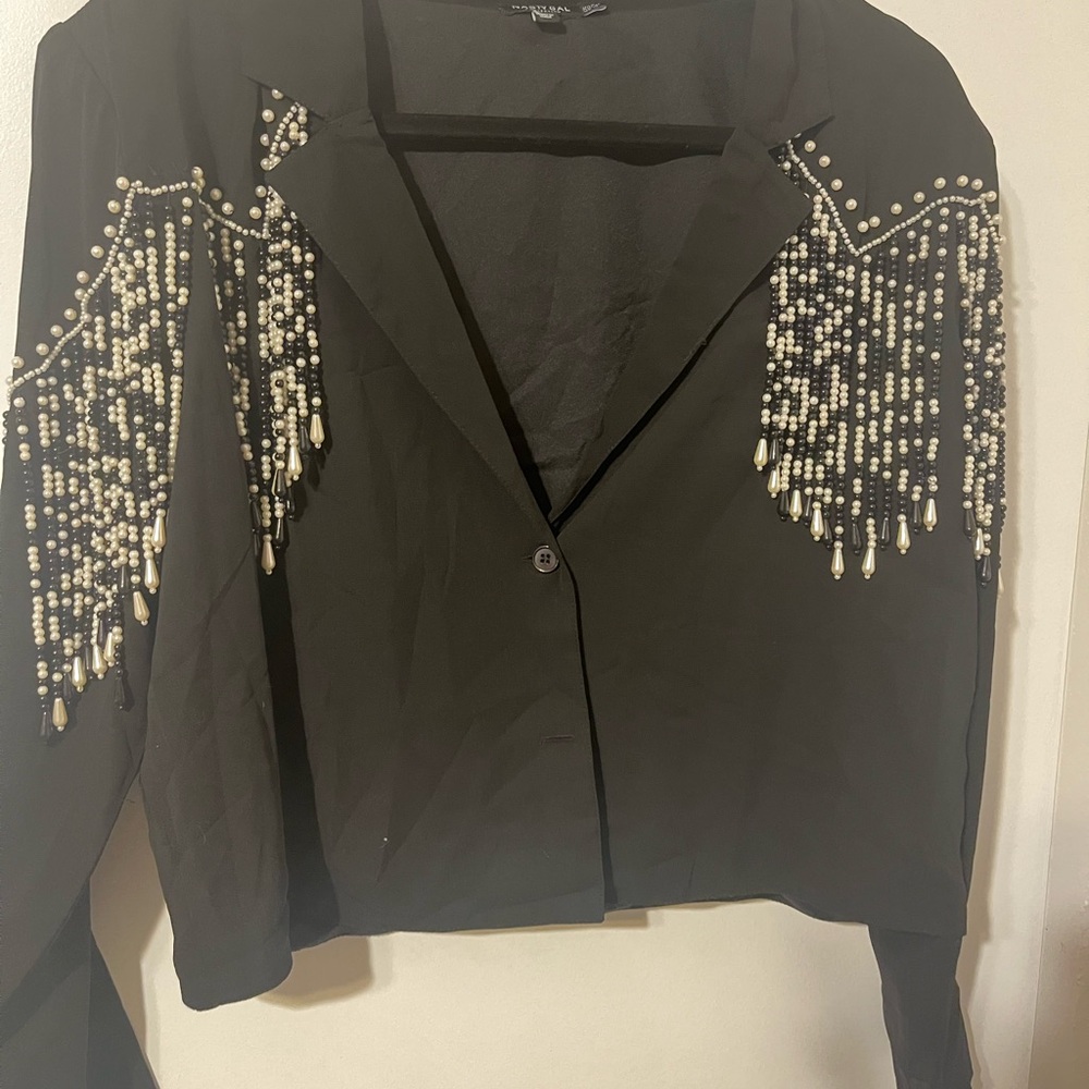 Nasty Gal Black Beaded Blazer